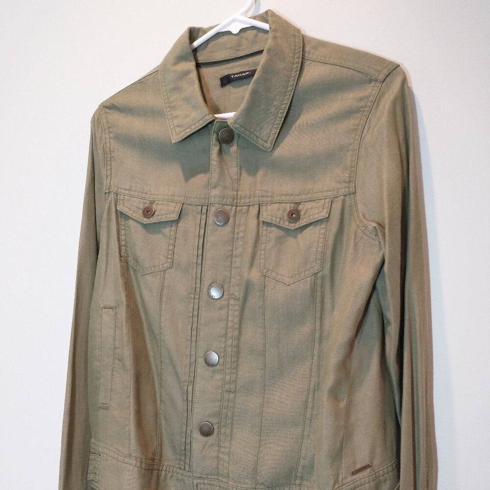 NWOT Tahari Olive Green Jean Jacket